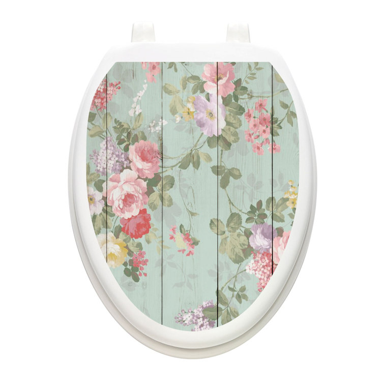 Toilet Tattoos Shiplap Floral Toilet Seat Sticker, Lid Decal & Reviews